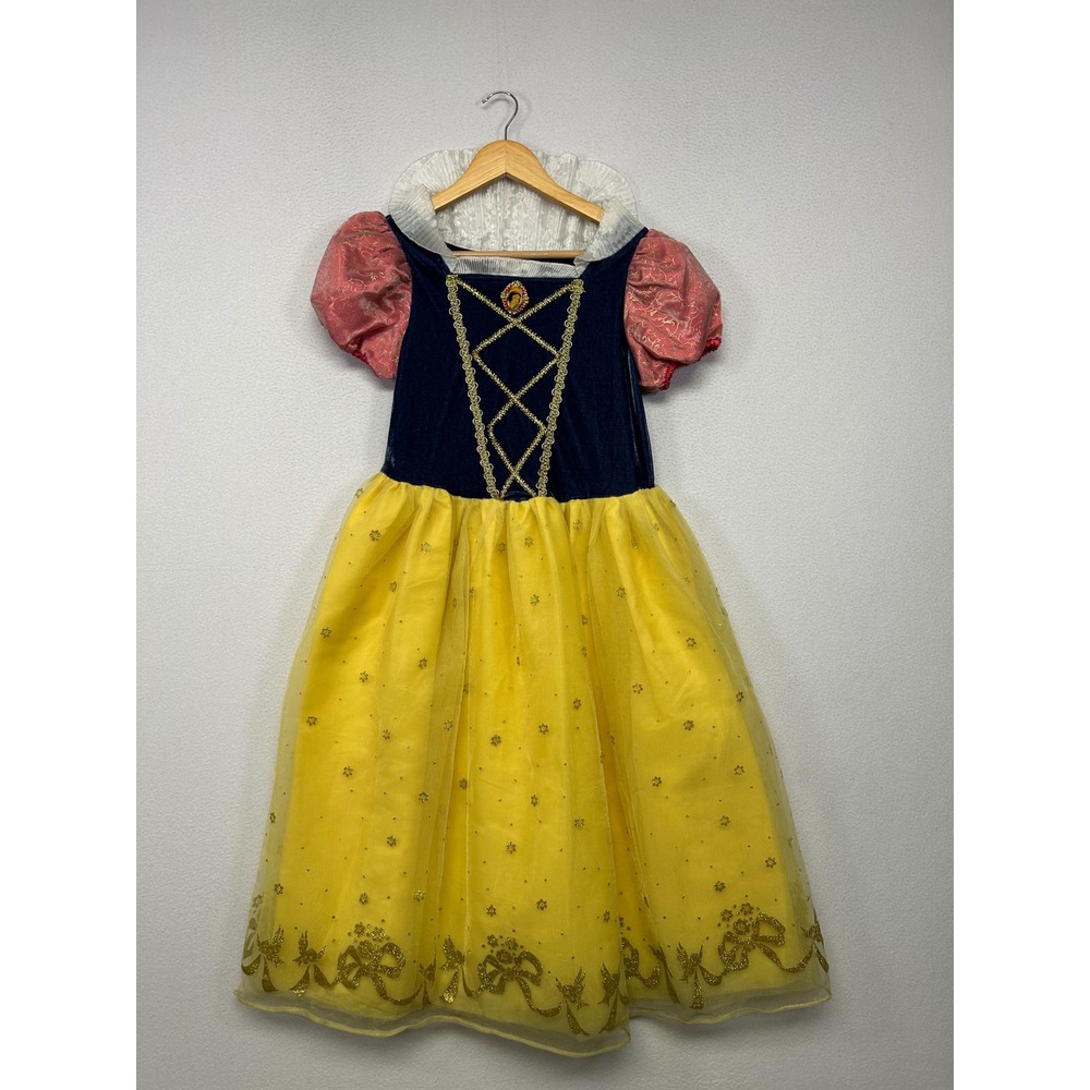 Princess Fairy Tale Disney Store Kids L 10/12 Blue Yellow Snow White Dress